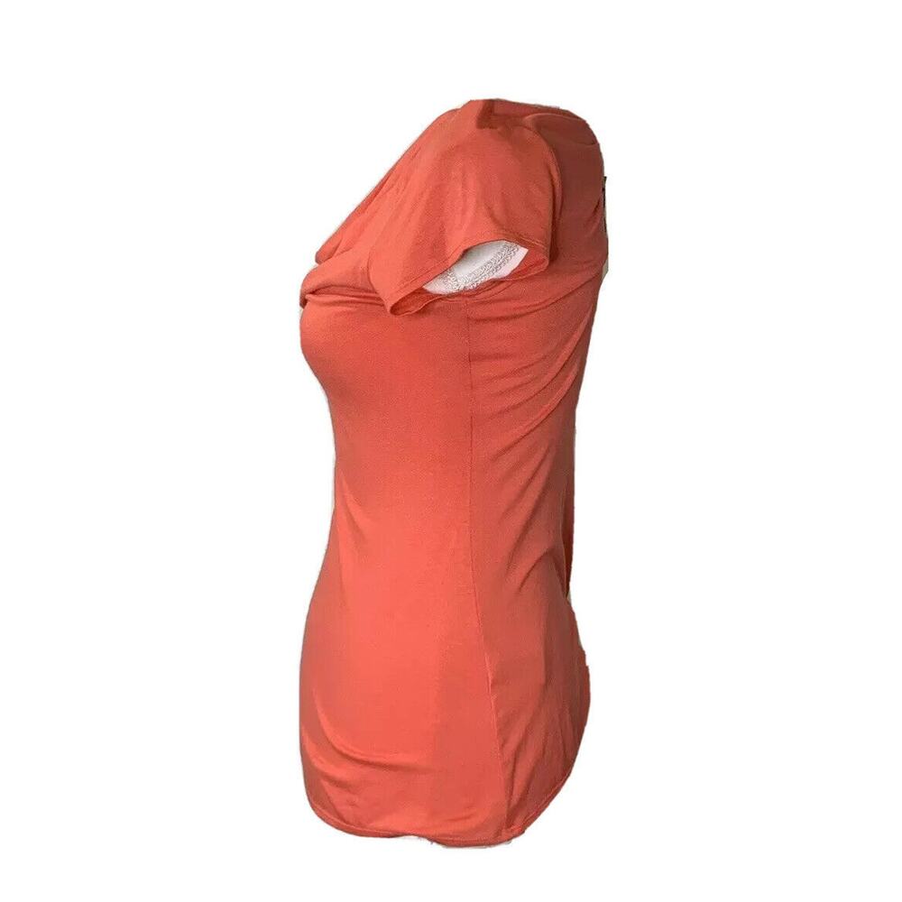 Sophie max Women’s Deep Coral Orange Cowl Neck Ruched Sides, Size s blouse top - Picture 2 of 11